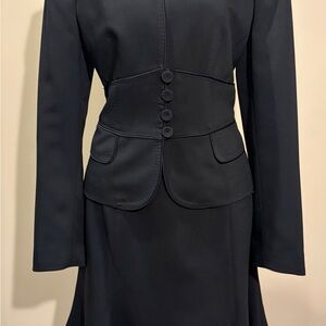 Anne Klein Women Black Jacket & Skirt Suit Set - Size 10P